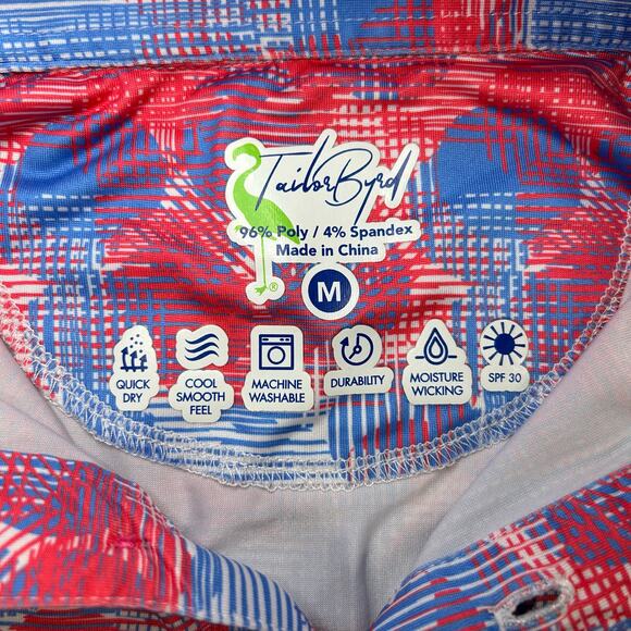 Tailor Byrd SPF 30 Polo Quick Dry Size M Pink and Blue - Picture 2 of 6
